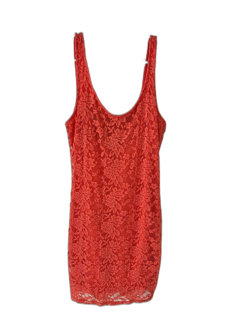 Material Girl Coral Sleeveless Bodycon Cocktail Dress Size L Fits Like M/8